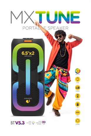 Maxron MXTune 16W Bluetooth Hoparlör Led Işıklı Ses Sistemi Parti Speaker Karaoke Özellikli