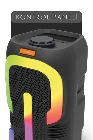 Maxron MXTune 16W Bluetooth Hoparlör Led Işıklı Ses Sistemi Parti Speaker Karaoke Özellikli