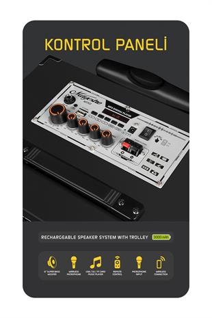 MT50 Şarjlı Mikrofonlu Hoparlör Karaoke Sistemi Taşınabilir Amfi Büyük Bluetooth Hoparlör