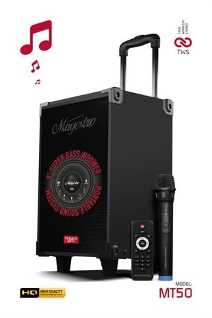 MT50 Şarjlı Mikrofonlu Hoparlör Karaoke Sistemi Taşınabilir Amfi Büyük Bluetooth Hoparlör