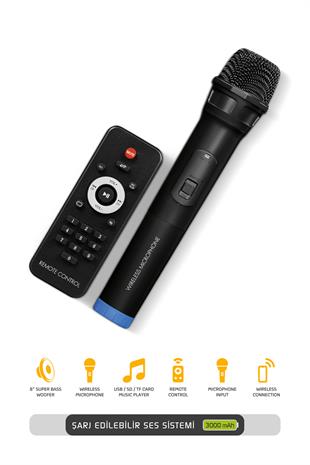MT50 Şarjlı Mikrofonlu Hoparlör Karaoke Sistemi Taşınabilir Amfi Büyük Bluetooth Hoparlör