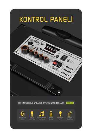 MT50 Şarjlı Mikrofonlu Hoparlör Karaoke Sistemi Taşınabilir Amfi Büyük Bluetooth Hoparlör