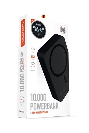 Powerway 10.000 mAh PD 15W Magsafe Kablosuz Wireless Taşınabilir Şarj Cihazı Siyah Powerbank TXM10