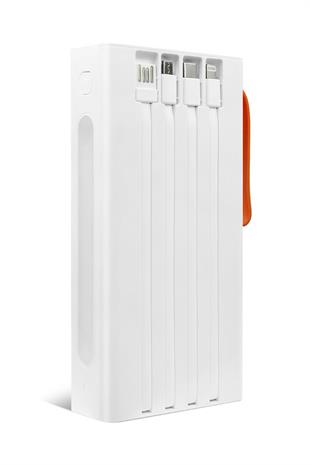 Powerway QC30S Beyaz 30.000 Mah PD 22.5W Dahili Kablolu Hızlı Şarj Led Işıklı Powerbank