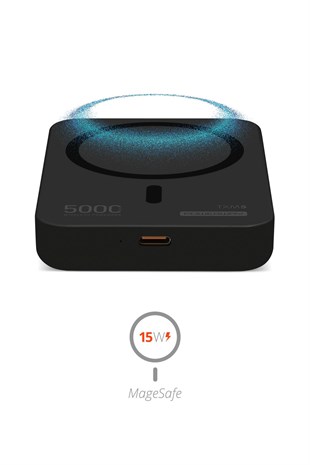 Powerway 5.000 mAh PD 15W Magsafe Kablosuz Wireless Taşınabilir Şarj Cihazı Siyah Powerbank TXM5
