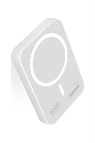 Powerway 5.000 mAh PD 15W Magsafe Kablosuz Wireless Taşınabilir Şarj Cihazı Beyaz Powerbank TXM5