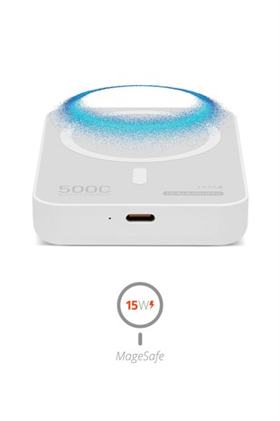 Powerway 5.000 mAh PD 15W Magsafe Kablosuz Wireless Taşınabilir Şarj Cihazı Beyaz Powerbank TXM5