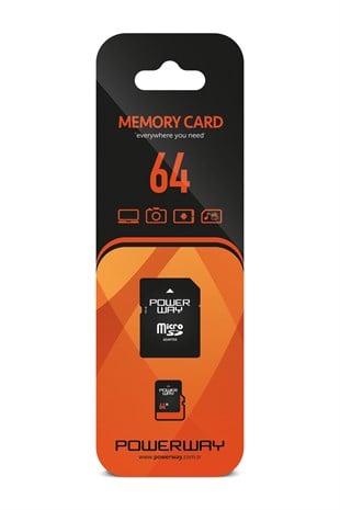Powerway 64 GB Micro SD Hafıza Kartı Class 10 Adaptör Dahil