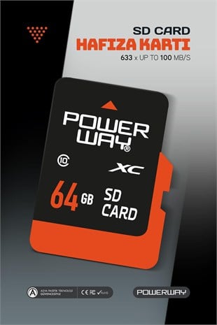 Powerway 64 GB Micro SD Hafıza Kartı Class 10 Adaptör Dahil