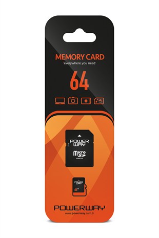 Powerway 64 GB Micro SD Hafıza Kartı Class 10 Adaptör Dahil