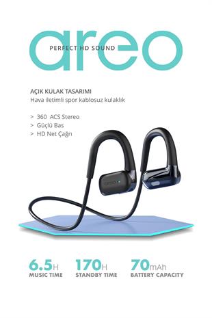 Powerway Areo Boyun Bantlı HD Ses Dokunmatik Profesyonel Bluetooth Kulaklık 6 Saat Şarj Süresi