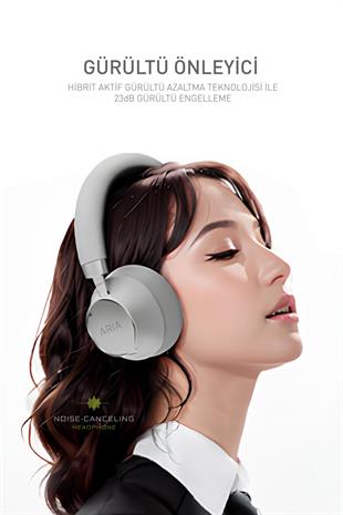 Powerway Aria Kulak Üstü Bluetooth Kulaklık Siyah Kablosuz Ayarlanabilir Aktif Gürültü Önleyici