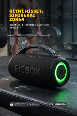 Powerway Bigbox 40W Güç Çift Bass Usb Hafıza Kartı Aux Fm Led Işıklı Bluetooth Hoparlör Hi-Fi