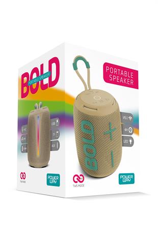 Powerway Bold Kahverengi Taşınabilir Ses Bombası Kablosuz Bluetooth Hoparlör Speaker Yüksek Sesli