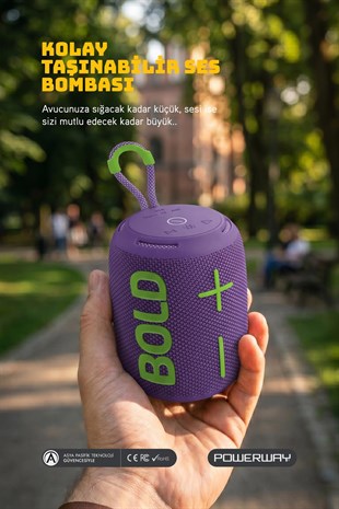 Powerway Bold Mor Taşınabilir Ses Bombası Kablosuz Bluetooth Hoparlör Speaker Yüksek Sesli TWS