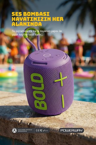 Powerway Bold Mor Taşınabilir Ses Bombası Kablosuz Bluetooth Hoparlör Speaker Yüksek Sesli TWS
