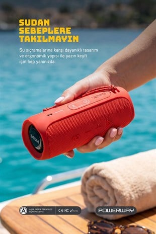 Powerway Boom Kırmızı Taşınabilir Ses Bombası Yüksek Ses Çoklu Bağlantı