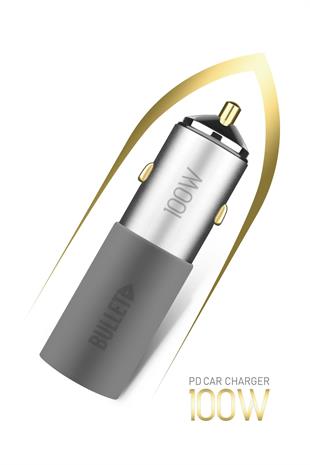 Powerway Bullet 100W Araç Çakmaklık Şarj Cihazı Type-C ve Usb Çıkışlı Profesyonel Turbo Hızlı Şarj