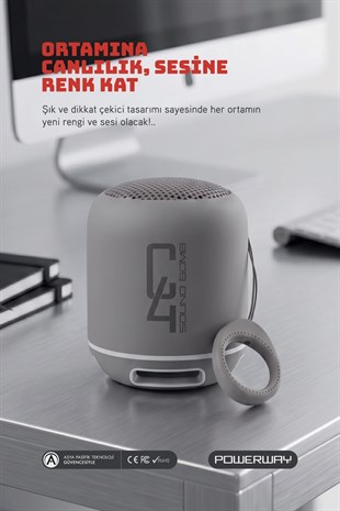 Powerway C4 Gümüş Bluetooth Hoparlör Sese Duyarlı Led Işık