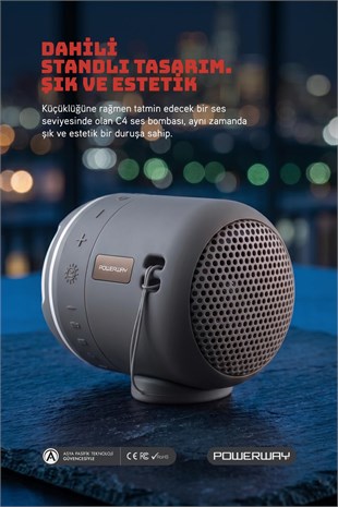 Powerway C4 Gümüş Bluetooth Hoparlör Sese Duyarlı Led Işık