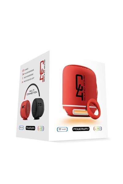 Powerway C4 Kırmızı Bluetooth Hoparlör Sese Duyarlı Led Işık