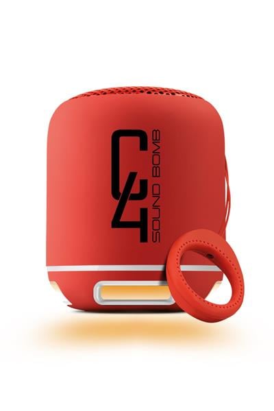 Powerway C4 Kırmızı Bluetooth Hoparlör Sese Duyarlı Led Işık