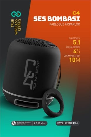 Powerway C4 Siyah Bluetooth Hoparlör Sese Duyarlı Led Işık