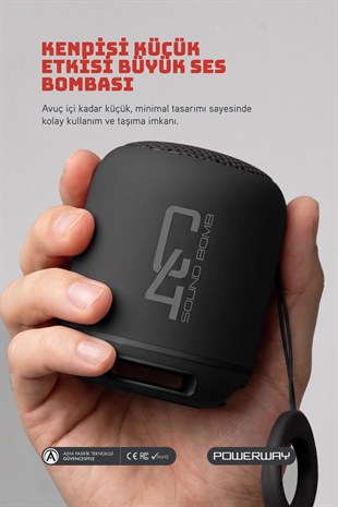 Powerway C4 Siyah Bluetooth Hoparlör Sese Duyarlı Led Işık