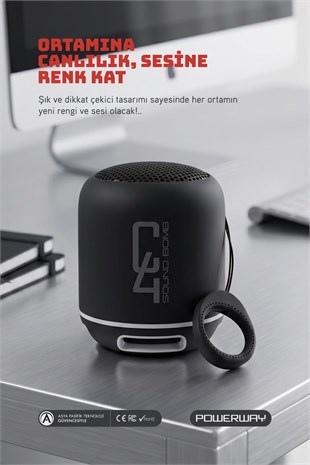 Powerway C4 Siyah Bluetooth Hoparlör Sese Duyarlı Led Işık