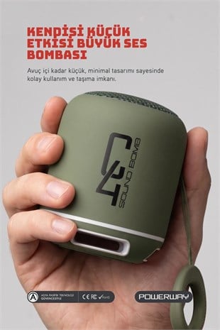 Powerway C4 Yeşil Bluetooth Hoparlör Sese Duyarlı Led Işık
