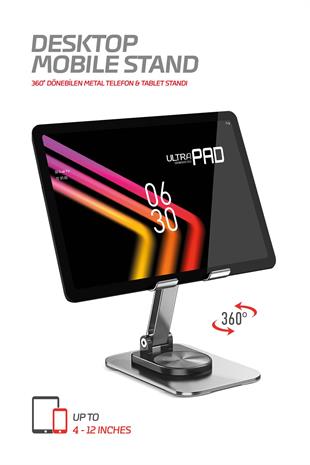 Powerway DMS33 Kaliteli Metal 360 Dönebilen Ayarlanabilir Tablet Ve Telefon Tutucu Masa Üstü Standı