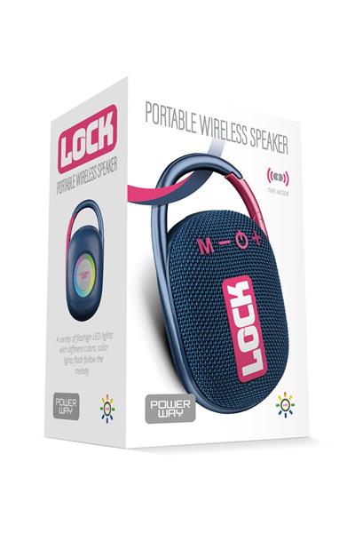 Powerway Lock Mavi Taşınabilir Bluetooth Hoparlör Kilit Özellikli Yüksek Ses Gücü