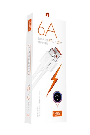 Powerway M6 Type-C to Usb-A PD 67W 6A Şarj Ve Veri Aktarım Kablosu