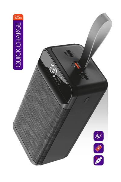 Powerway QC60 Siyah 60.000 Mah PD 22.5W Hızlı Şarj Led Işıklı Powerbank