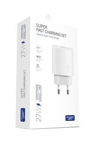 Powerway PD 27W Type-C QC 3.0 Süper Hızlı Şarj Aleti S25 Adaptör