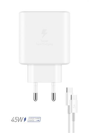 Powerway PD 45W Type-C QC 3.0 Süper Hızlı Şarj Aleti Seti S45S Adaptör ve Kablo