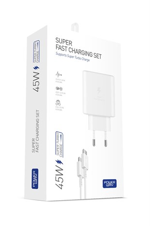 Powerway PD 45W Type-C QC 3.0 Süper Hızlı Şarj Aleti Seti S45S Adaptör ve Kablo