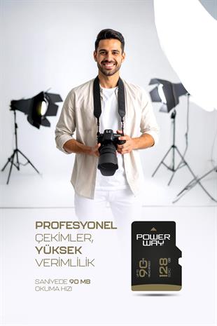 Powerway Premium 128 GB SDXC UHS Class 4K Ultra Hızlı Hafıza Kartı + Adaptör