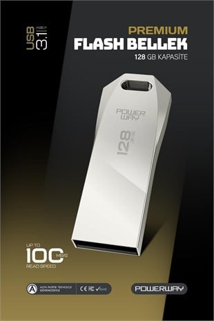 Powerway Premium 128GB USB 3.1 Metal Gövde Ultra Hızlı Flash Bellek Data Traveler