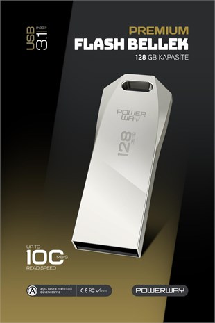 Powerway Premium 128GB USB 3.1 Metal Gövde Ultra Hızlı Flash Bellek Data Traveler