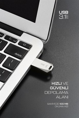 Powerway Premium 128GB USB 3.1 Metal Gövde Ultra Hızlı Flash Bellek Data Traveler