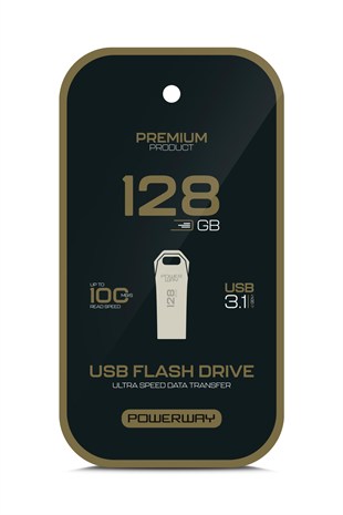 Powerway Premium 128GB USB 3.1 Metal Gövde Ultra Hızlı Flash Bellek Data Traveler