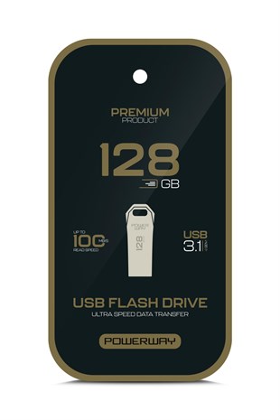 Powerway Premium 128GB USB 3.1 Metal Gövde Ultra Hızlı Flash Bellek Data Traveler