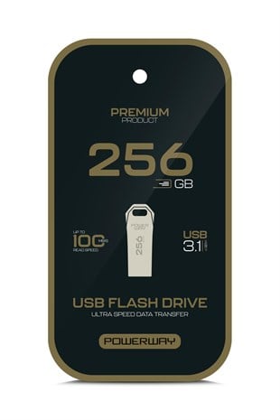 Powerway Premium 256 GB USB 3.1 Metal Gövde Ultra Hızlı Flash Bellek Data Traveler