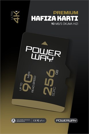Powerway Premium 256GB SDXC UHS Class 4K Ultra Hızlı Hafıza Kartı + Adaptör