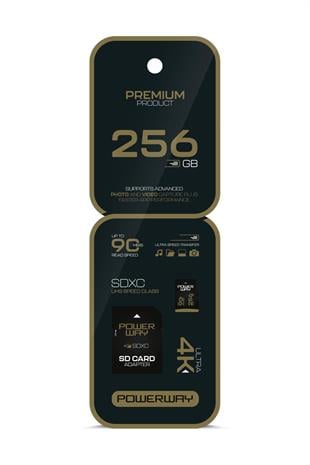 Powerway Premium 256GB SDXC UHS Class 4K Ultra Hızlı Hafıza Kartı + Adaptör