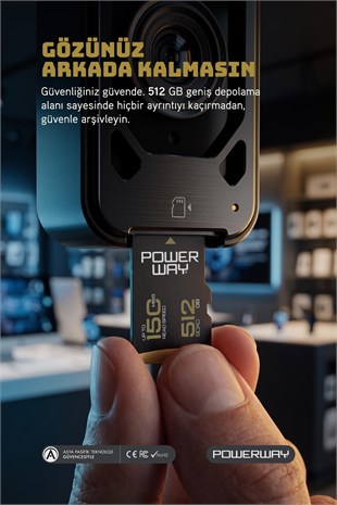 Powerway Premium 512 GB SDXC UHS Class 4K Ultra Hızlı Hafıza Kartı + Adaptör