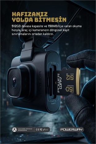 Powerway Premium 512 GB SDXC UHS Class 4K Ultra Hızlı Hafıza Kartı + Adaptör