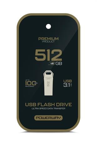 Powerway Premium 512 GB USB 3.1 Metal Gövde Ultra Hızlı Flash Bellek Data Traveler