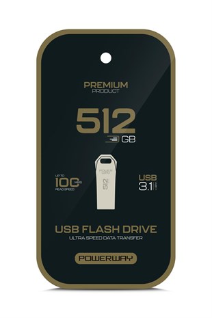 Powerway Premium 512 GB USB 3.1 Metal Gövde Ultra Hızlı Flash Bellek Data Traveler